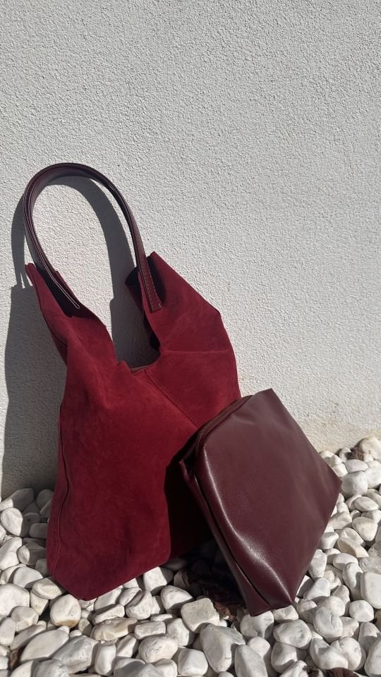 Cozy Yumuşak Süet Tote Çanta Bordo