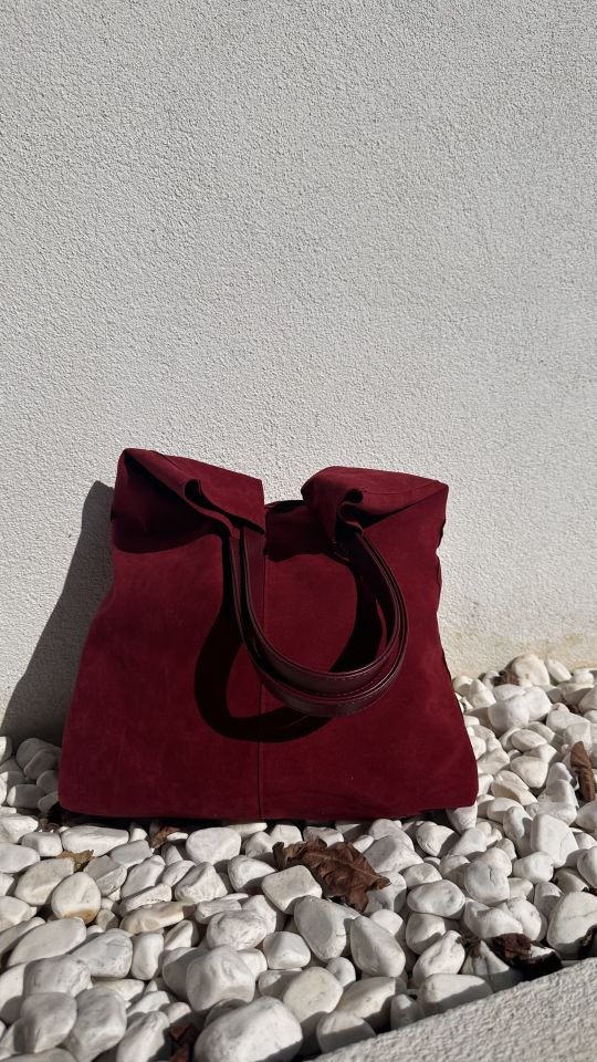 Cozy Yumuşak Süet Tote Çanta Bordo