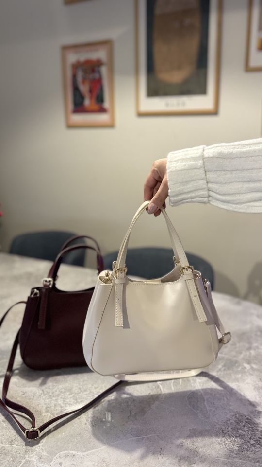 Celia El ve Omuz Çantası Krem