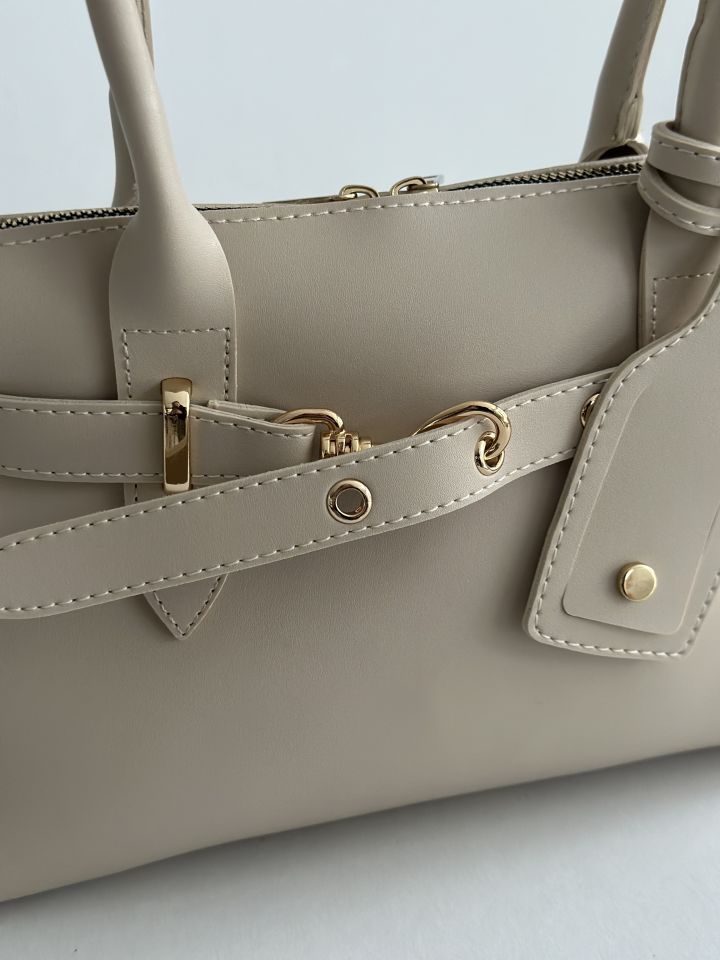 Niki El ve Omuz Çantası Krem