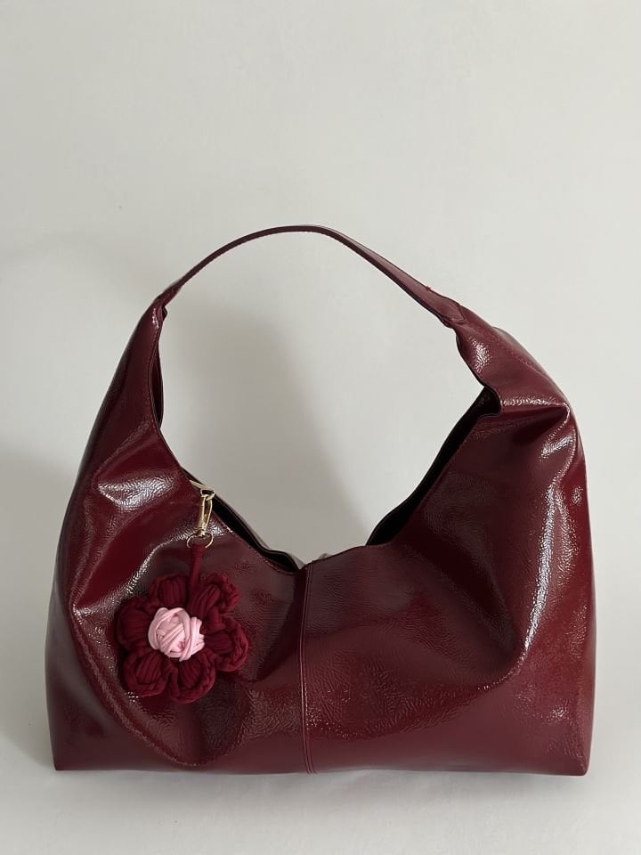 Boucle Salaş Omuz Çantası Bordo