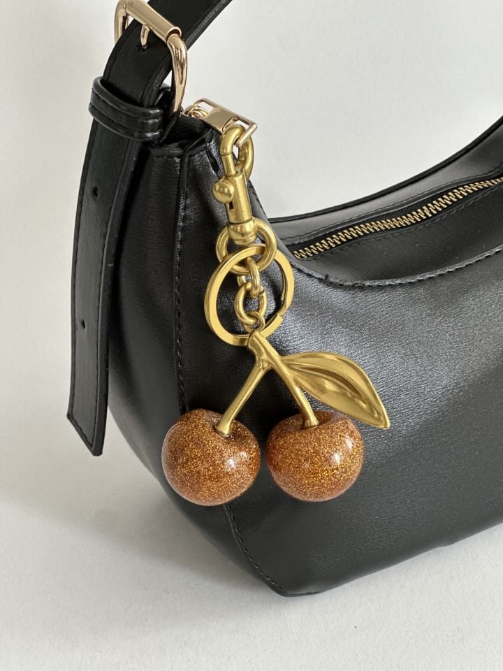 Kiraz Charm Anahtarlık Simli Hardal