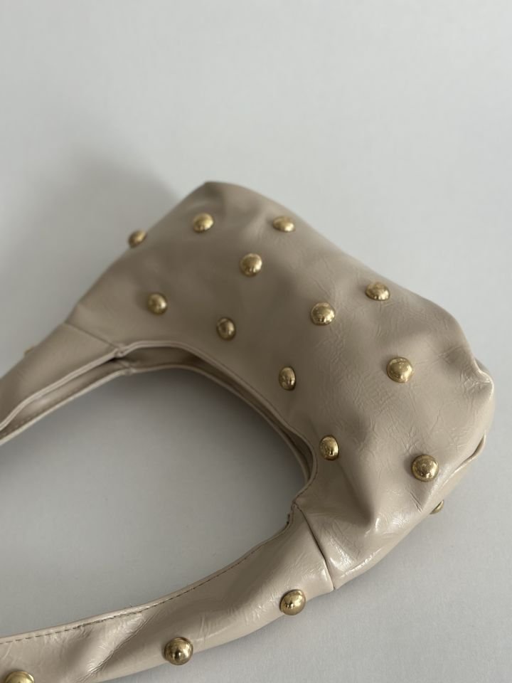 Mona Zımba Detaylı Mini El ve Omuz Çantası Bej