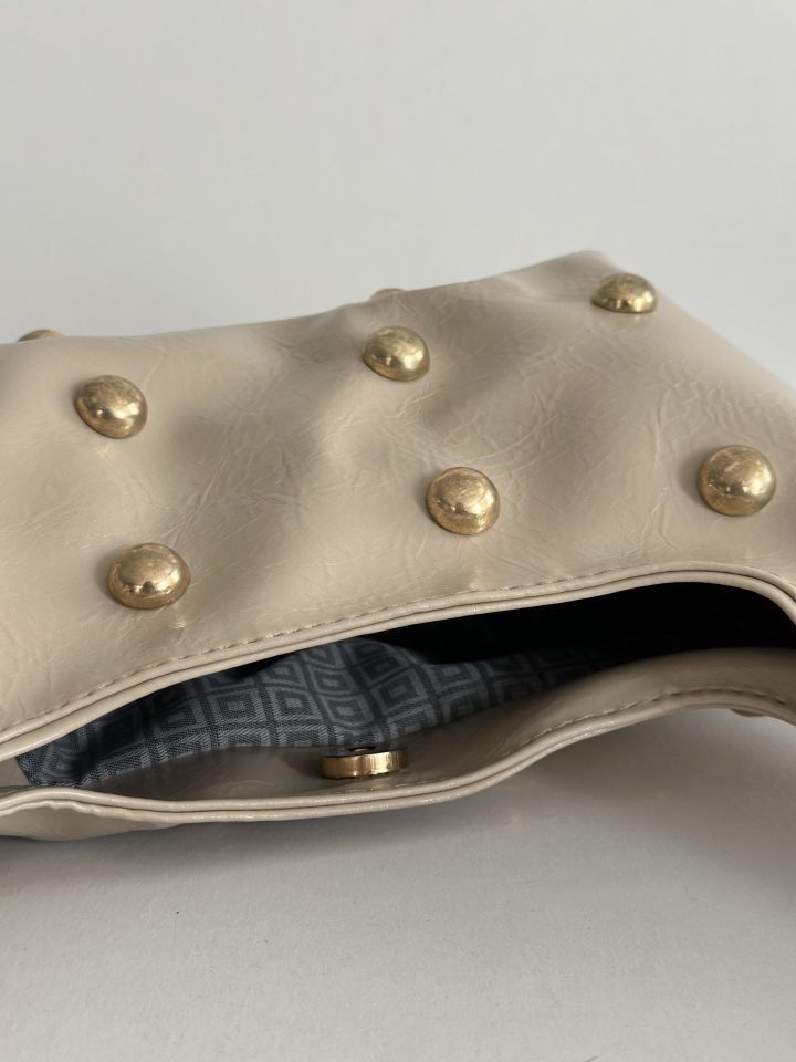 Mona Zımba Detaylı Mini El ve Omuz Çantası Bej