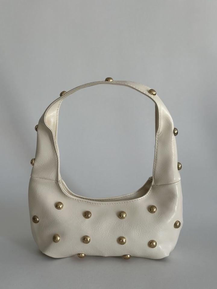 Mona Zımba Detaylı Mini El ve Omuz Çantası Krem