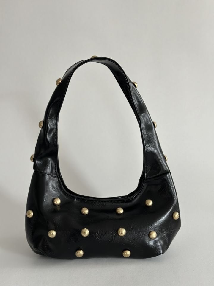 Mona Zımba Detaylı Mini El ve Omuz Çantası Siyah