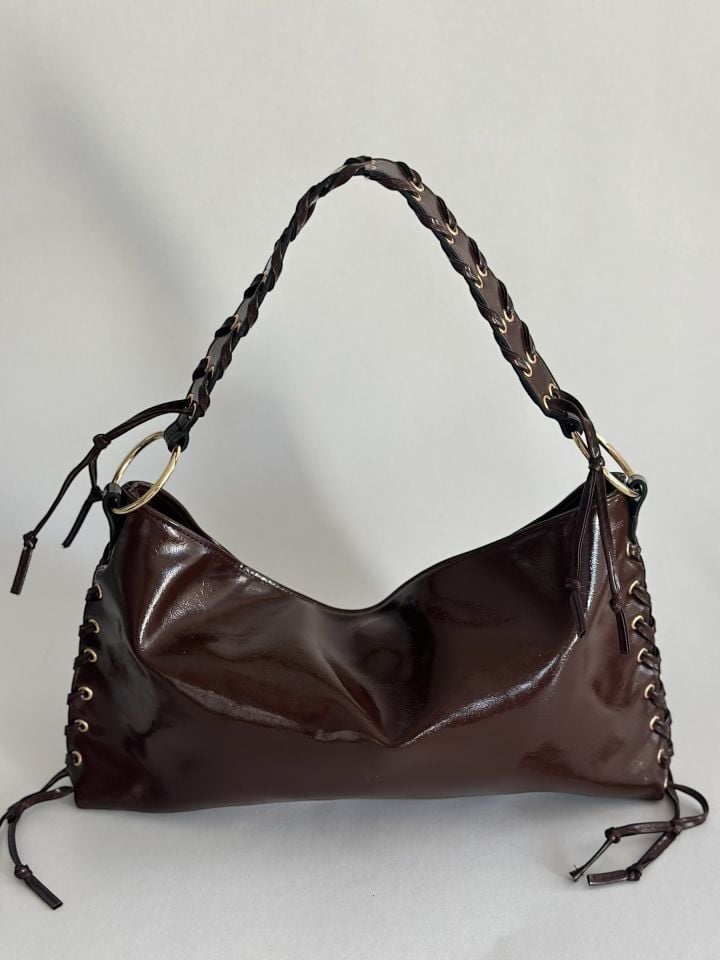 Jena Örgü Askılı Salaş El ve Omuz Çantası Acı Kahve