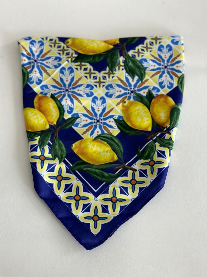 Limon Çiçeği Lacivert Fular