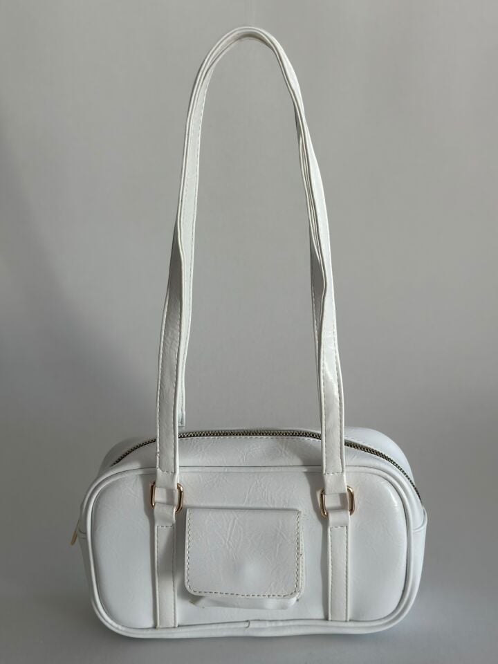 Nomia Yumuşak Deri Omuz Çantası Beyaz