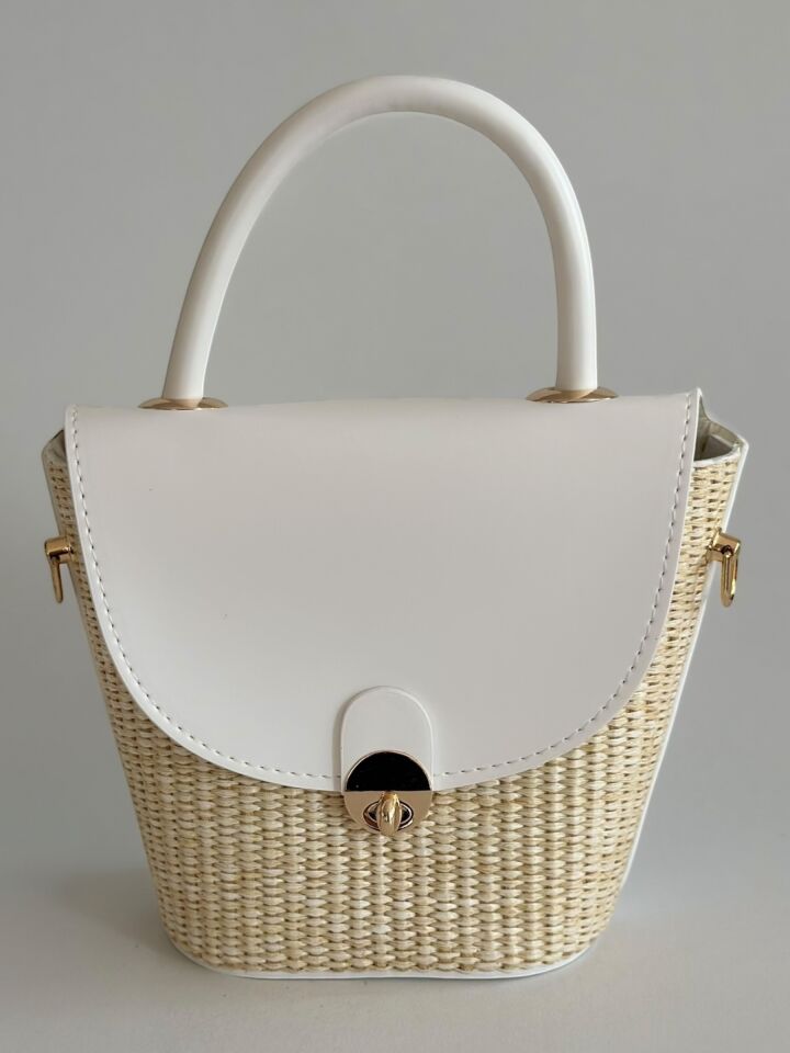 Ardea Hasır Bucket Çanta Beyaz