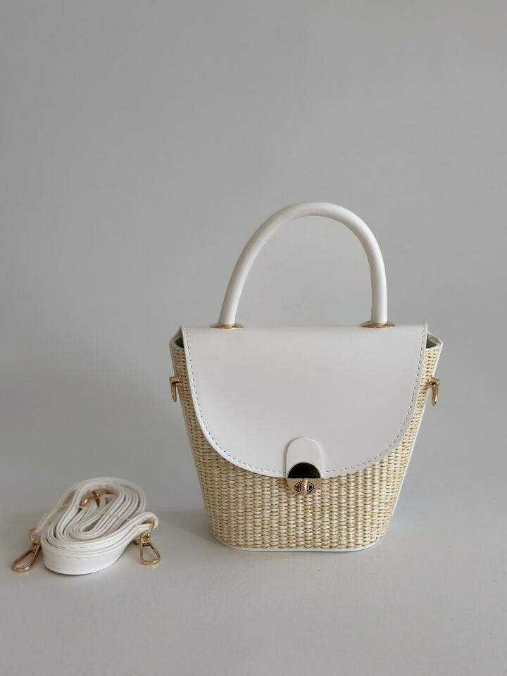 Ardea Hasır Bucket Çanta Beyaz