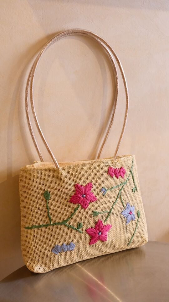 Cossy Çiçek Nakışlı Hasır Çanta (Özel Seri)
