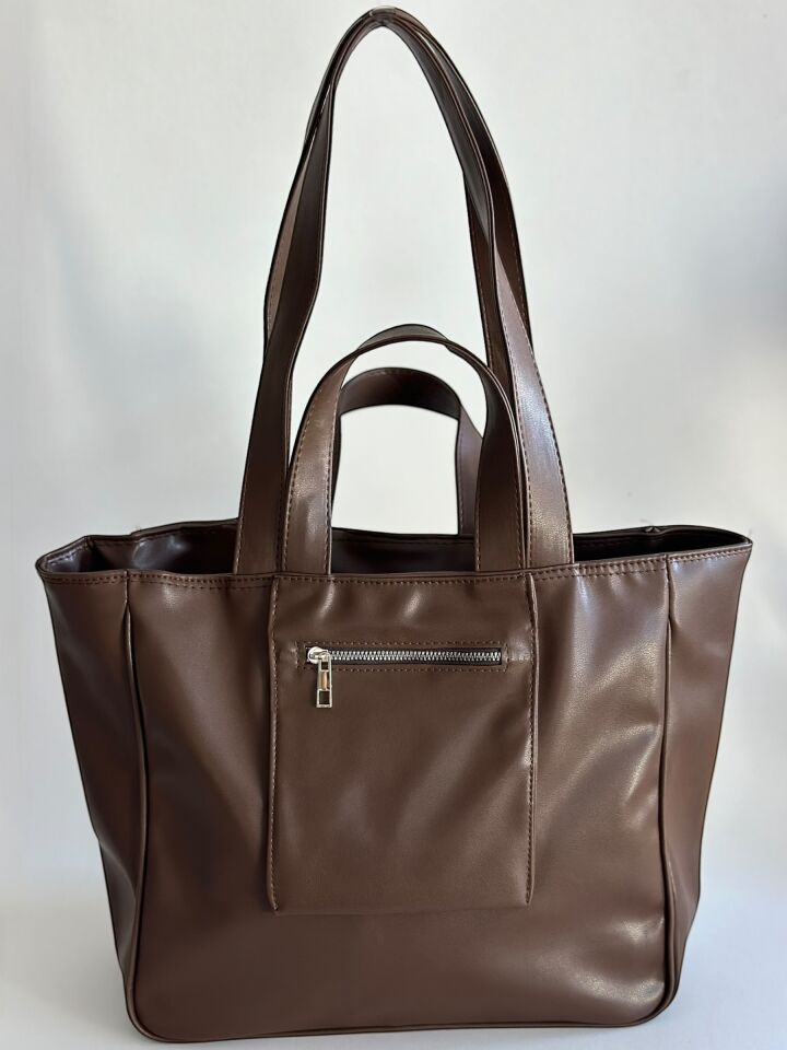 Mona Çift Saplı El ve Omuz Çantası Acı Kahve