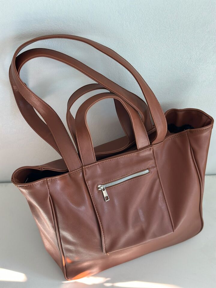 Mona Çift Saplı El ve Omuz Çantası Taba