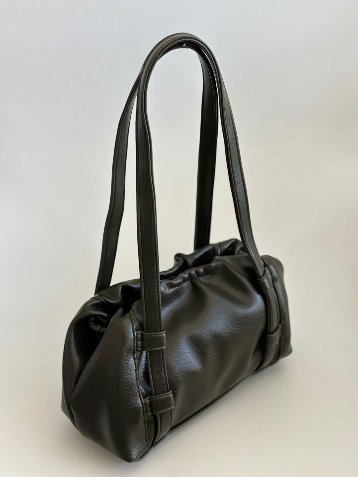 Gia Büzgü Detay Yumuşak Omuz Çantası Haki