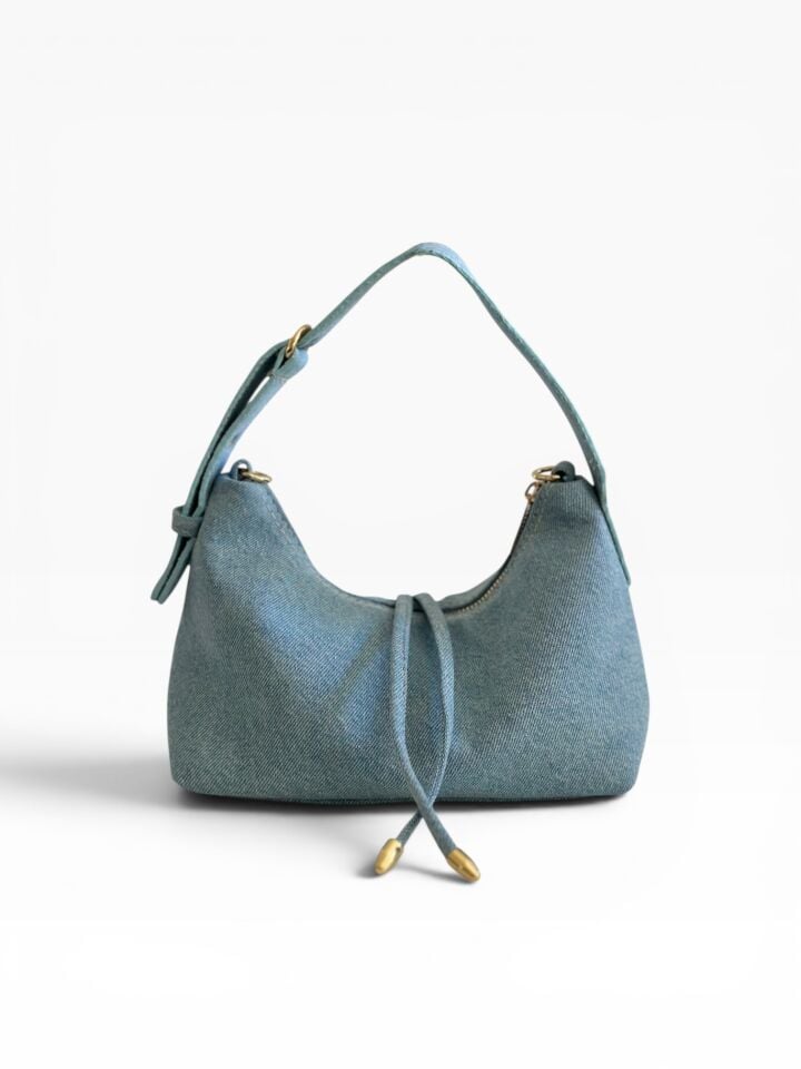 Raffia Açık Mavi Denim Omuz Çantası