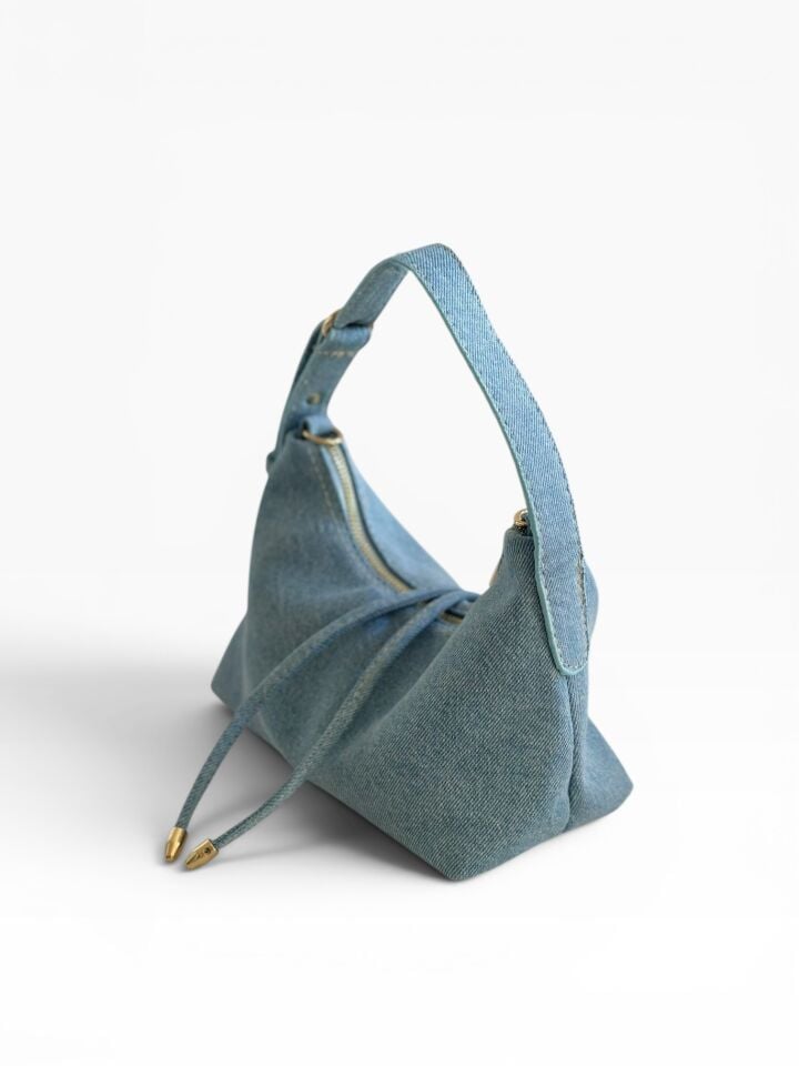 Raffia Açık Mavi Denim Omuz Çantası