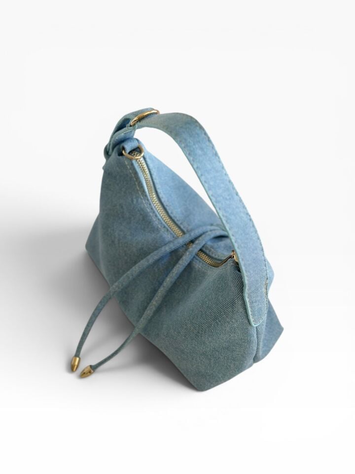 Raffia Açık Mavi Denim Omuz Çantası