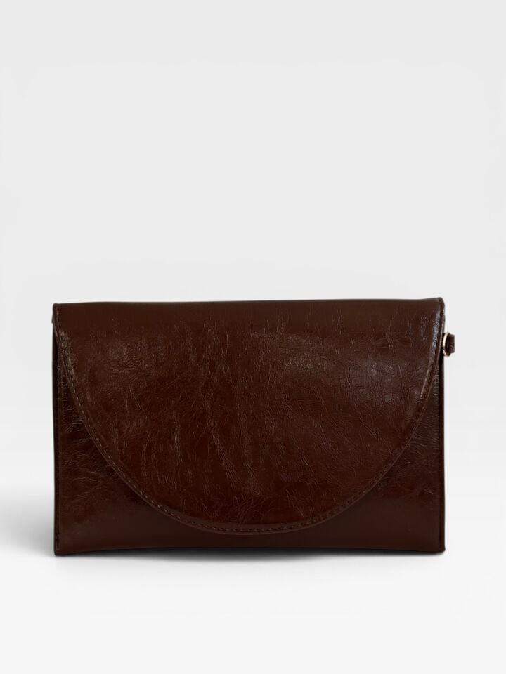 Luna Clutch El Çantası Bileklik Askılı Portföy Çanta Acı Kahve