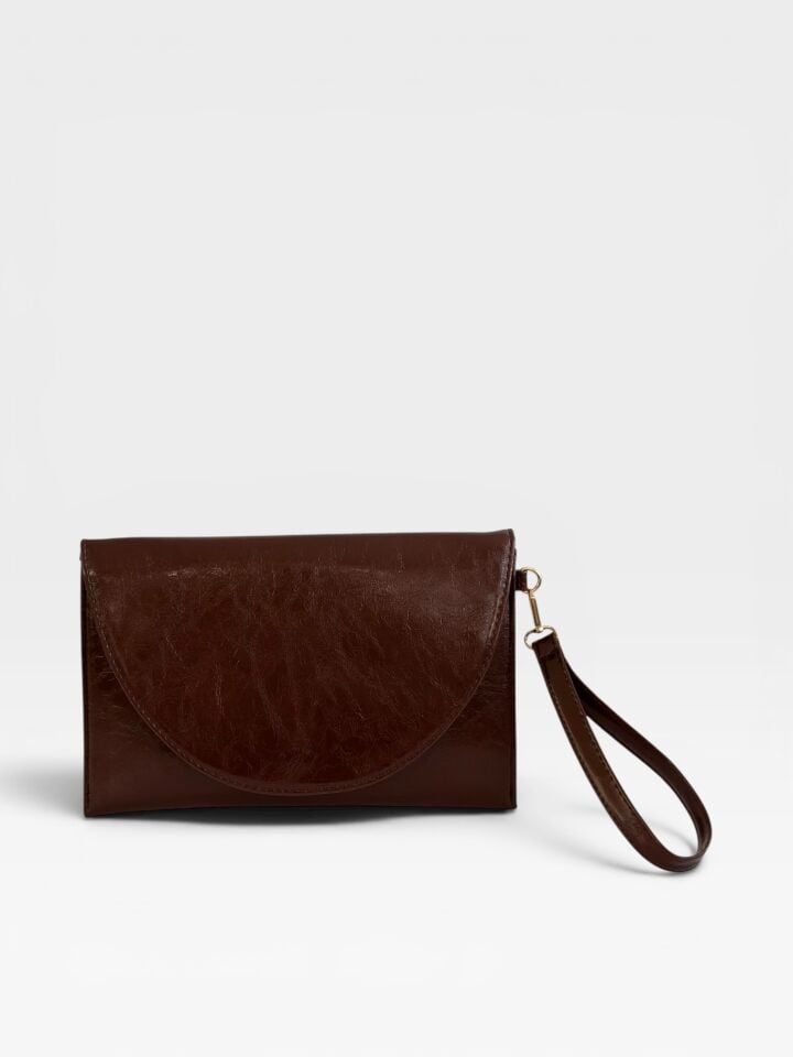 Luna Clutch El Çantası Bileklik Askılı Portföy Çanta Acı Kahve