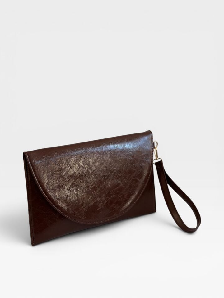Luna Clutch El Çantası Bileklik Askılı Portföy Çanta Acı Kahve