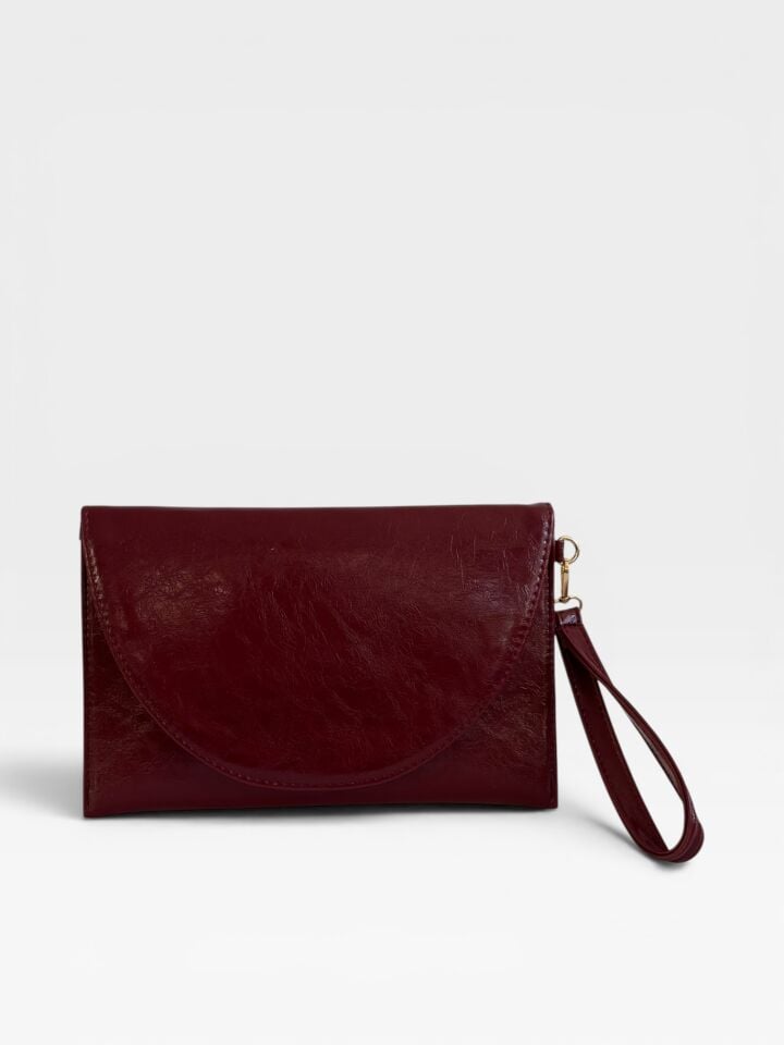 Luna Clutch El Çantası Bileklik Askılı Portföy Çanta Bordo