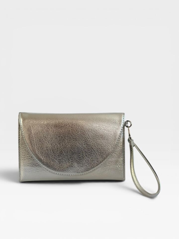 Luna Clutch El Çantası Bileklik Askılı Portföy Çanta Gümüş