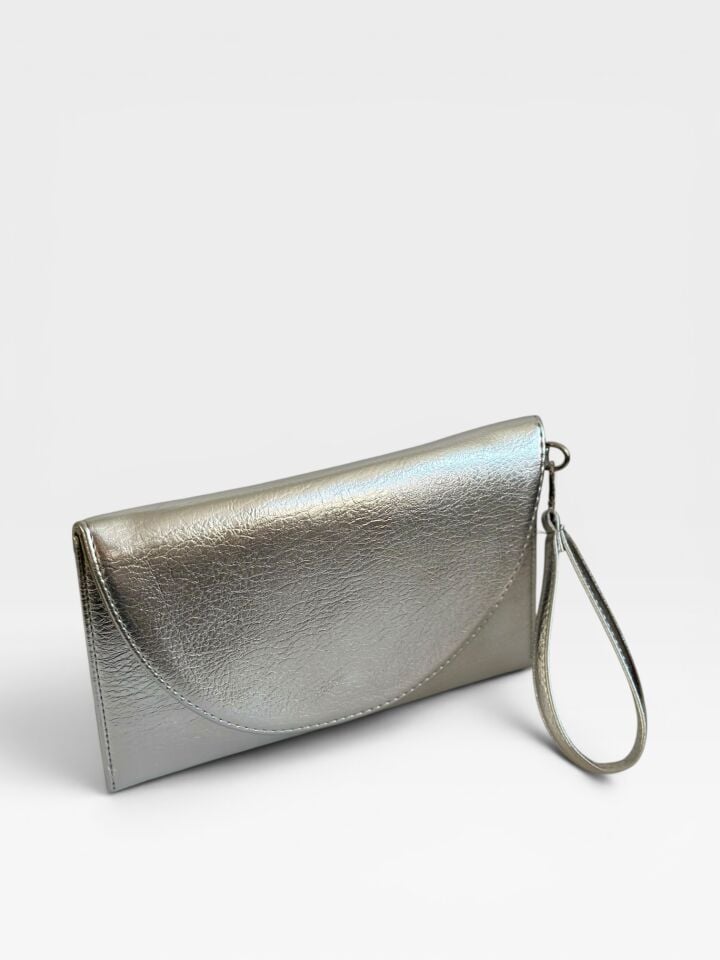 Luna Clutch El Çantası Bileklik Askılı Portföy Çanta Gümüş