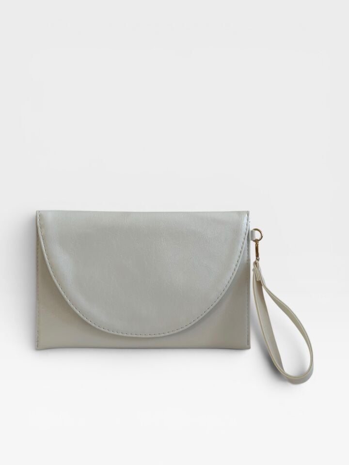 Luna Clutch El Çantası Bileklik Askılı Portföy Çanta Beyaz