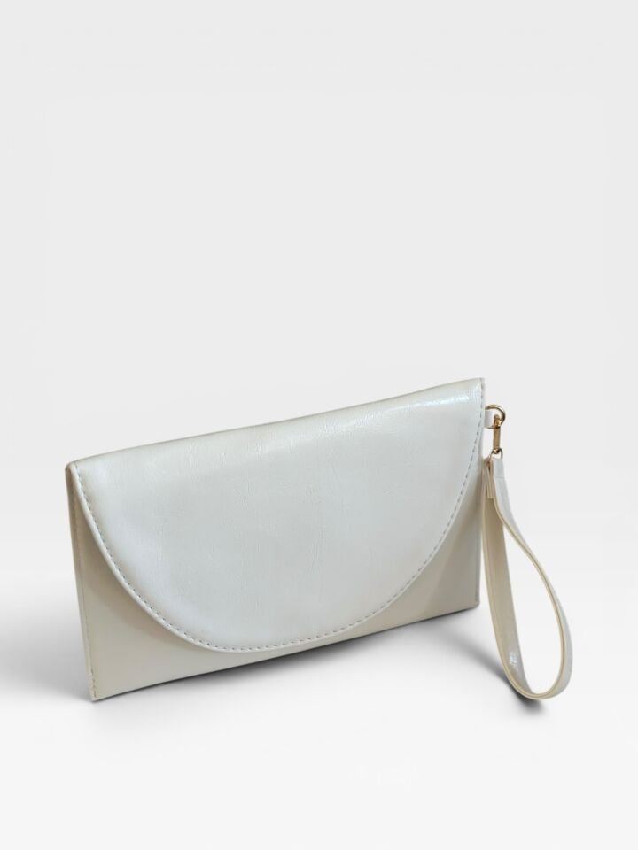 Luna Clutch El Çantası Bileklik Askılı Portföy Çanta Beyaz
