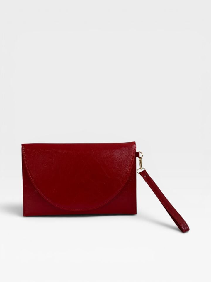 Luna Clutch El Çantası Bileklik Askılı Portföy Çanta Kırmızı