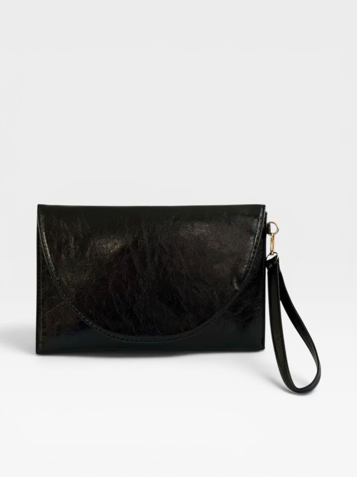 Luna Clutch El Çantası Bileklik Askılı Portföy Çanta Siyah