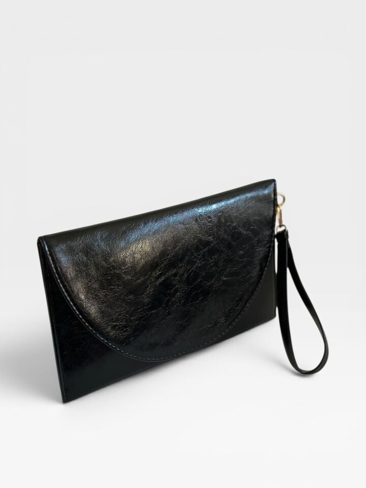 Luna Clutch El Çantası Bileklik Askılı Portföy Çanta Siyah