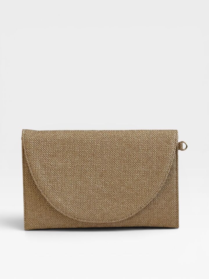 Luna Hasır Clutch El Çantası Bileklik Askılı Portföy Çanta Bej